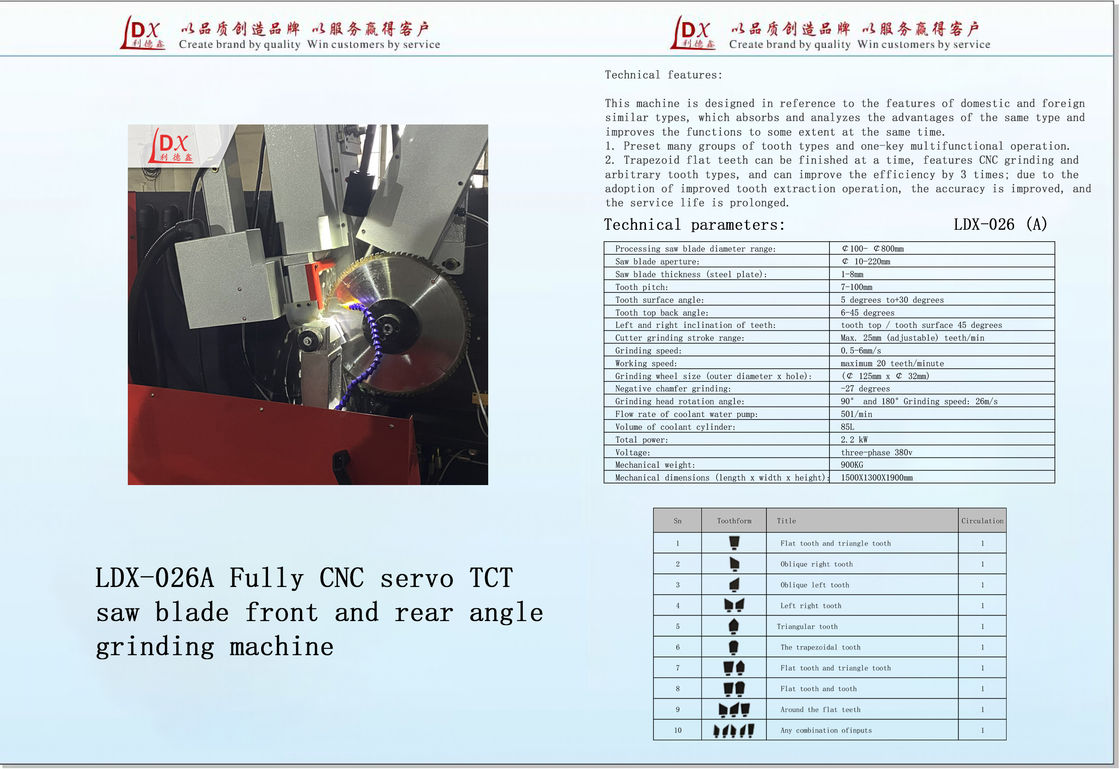 Servo Full CNC avant et arrière angle TCT scie lame de meulage machine LDX-026A